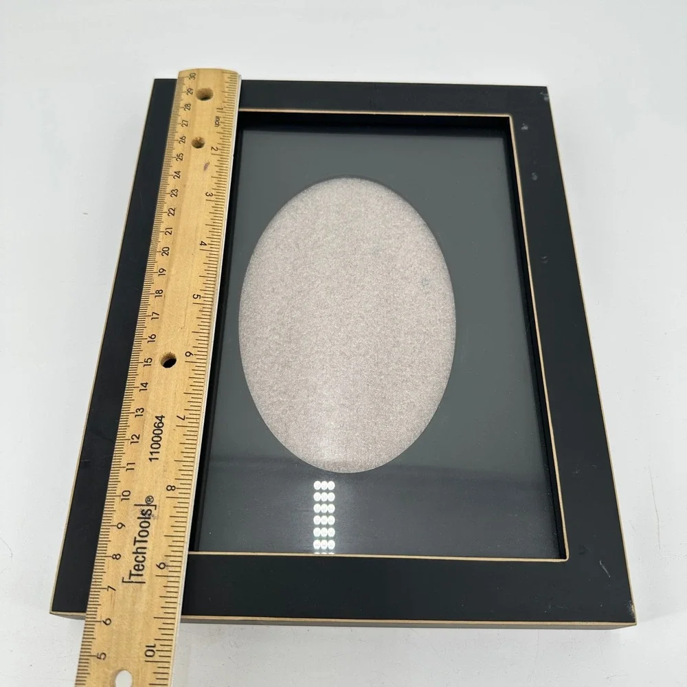 Black Wood Picture Frame with Oval Mat and Gold Trim Tabletop Wall Decor